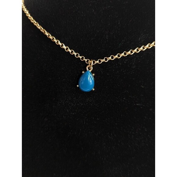 NATASHA Vintage Necklace Arrow Pendant Gold Blue 21" Inches Layered Faux Stone - Picture 4 of 8